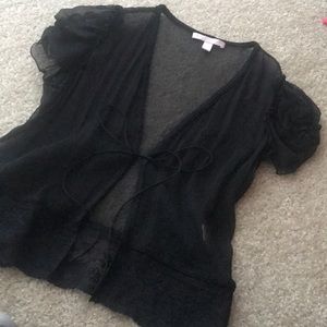 Black silk organza top